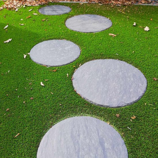 Pas Japonais En Ardoise Ronde - Diamètre 40 Cm, Gris Anthracite, Pour Allée De Jardin (résistant Aux Intempéries) - 10