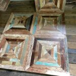 Panneau vintage en teck multicolore