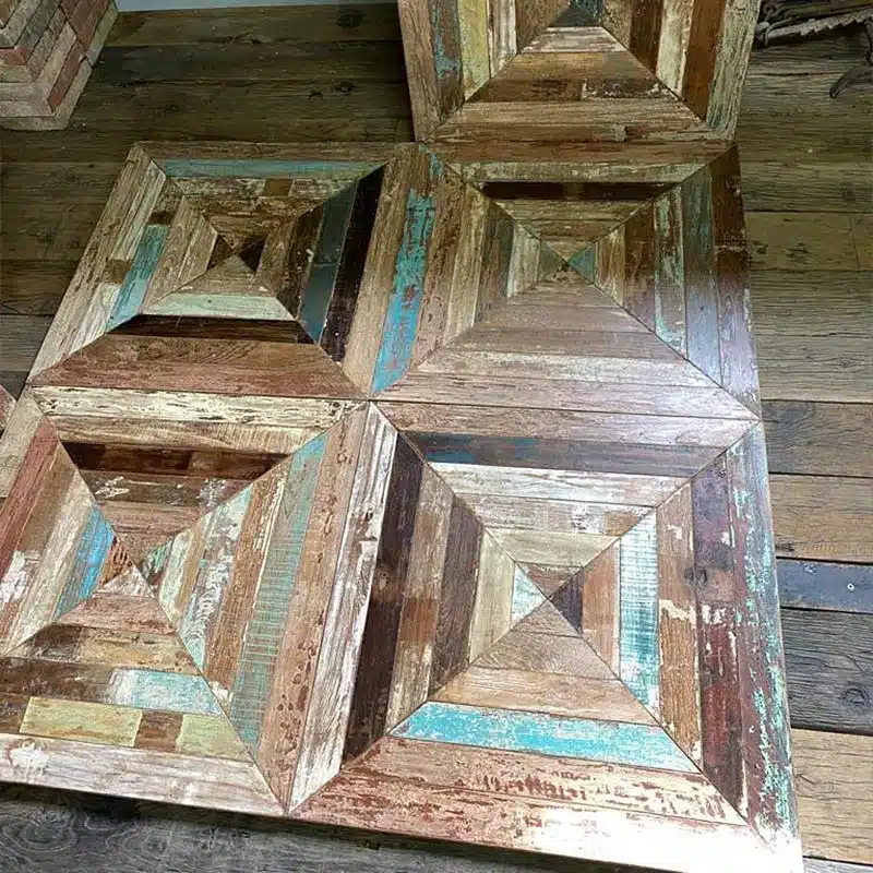 Panneau vintage en teck multicolore