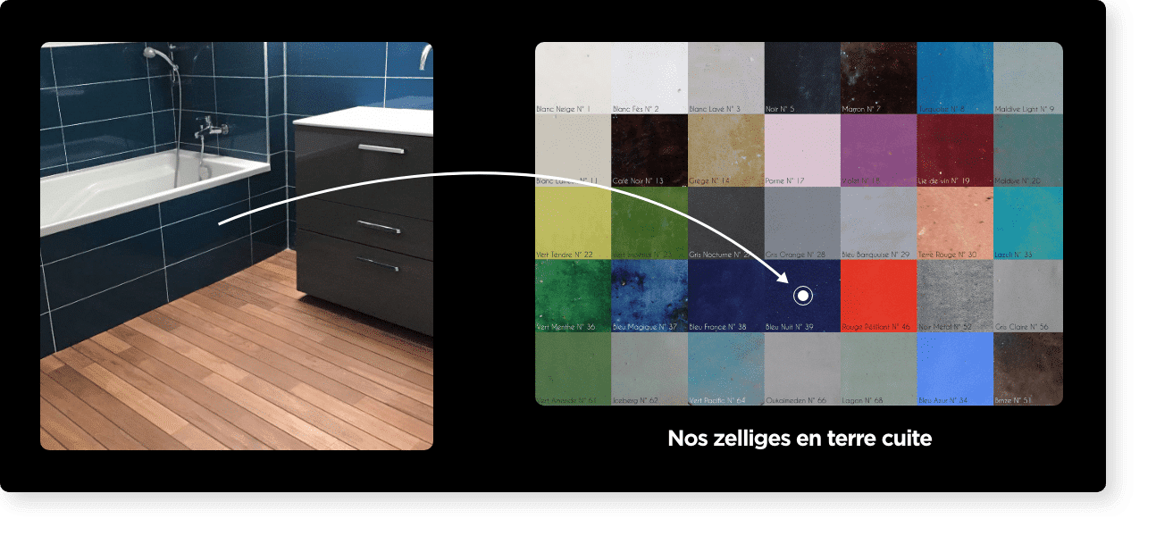 Zelliges à accorder avec le parquet bateau