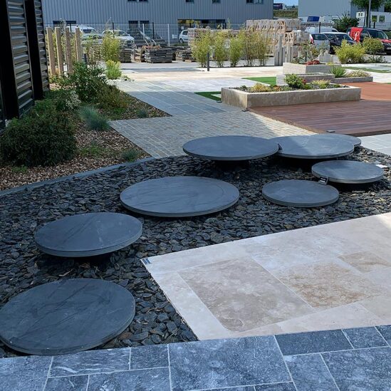 Plateau rond en Ardoise - scié