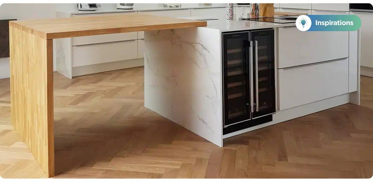 inspiration cuisine avec du parquet en batôn rompus 