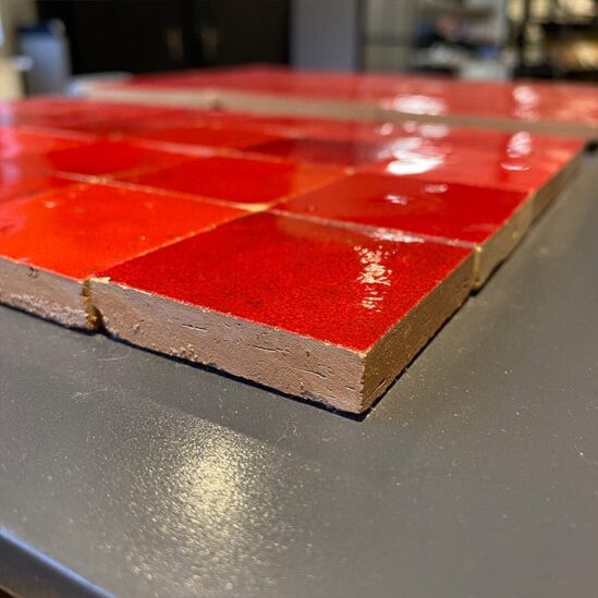Zellige marocain Rouge Pétillant - 5 x 5 cm