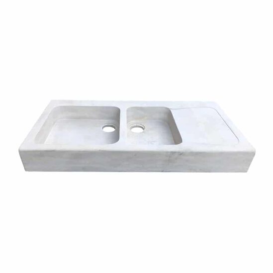 Évier Mera beige double bac avec égouttoir - adouci