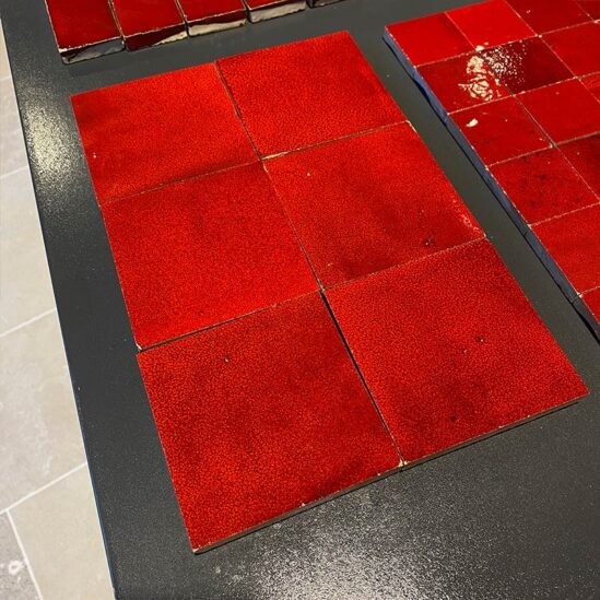 Zellige marocain Rouge Pétillant - 10 x 10 cm
