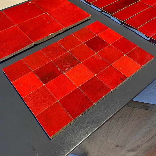 Zellige marocain Rouge Pétillant - 5 x 5 cm