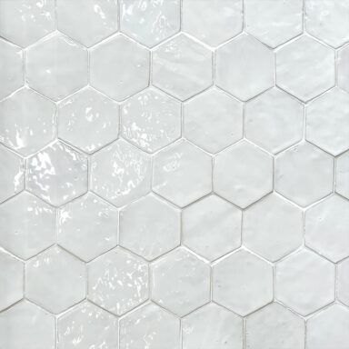 Zellige hexagonal de couleur blanc en format 10x10 cm