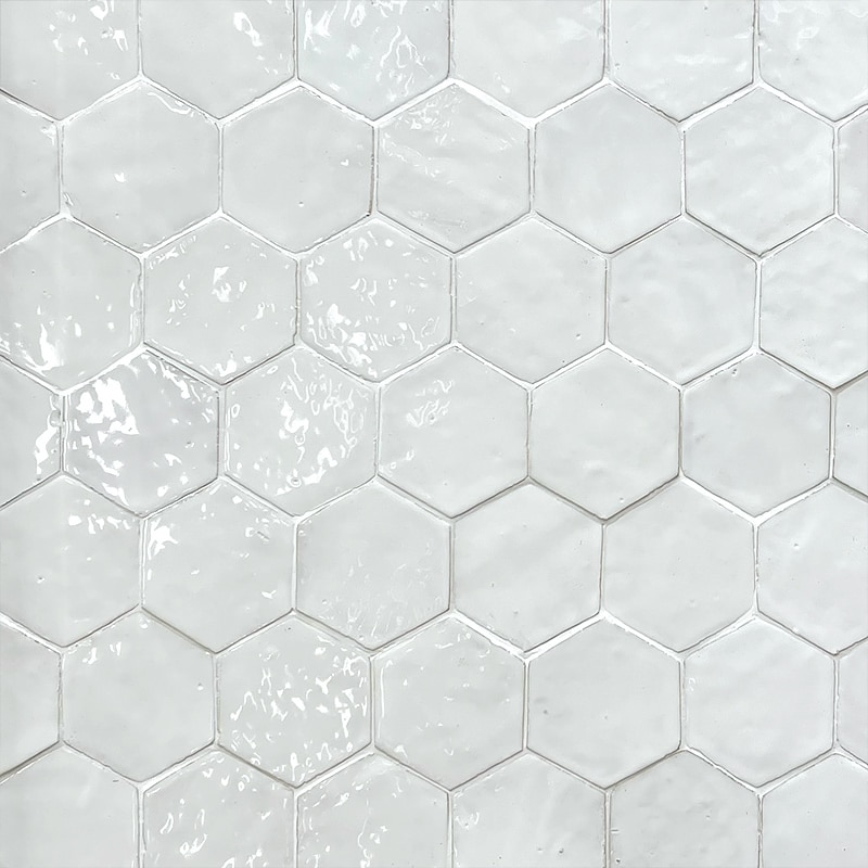 Zellige hexagonal Blanc Neige – 10 x 10 cm