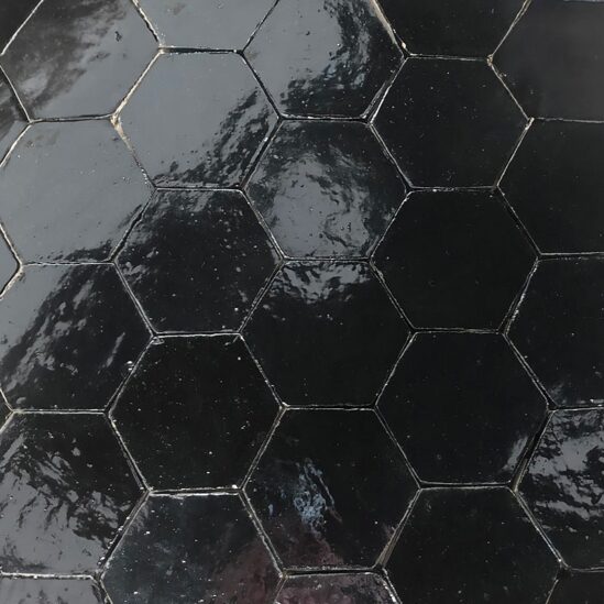 Zellige format hexagonal de couleur noir