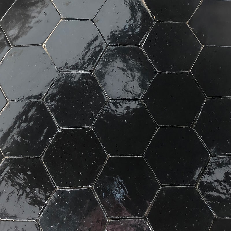 Zellige hexagonal Noir – 10 x 10 cm