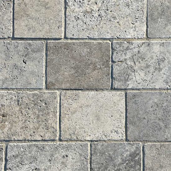 Pavés Travertin Gris 1er choix - vieilli