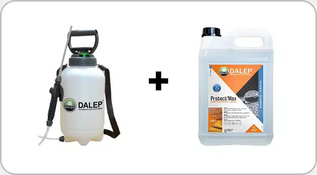 protection du travertin avec de l'hydrofuge et un pulvérisateur