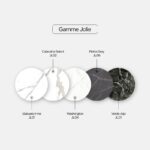 schéma montrant les différentes teintes de la gamme de grès cérame Jolie