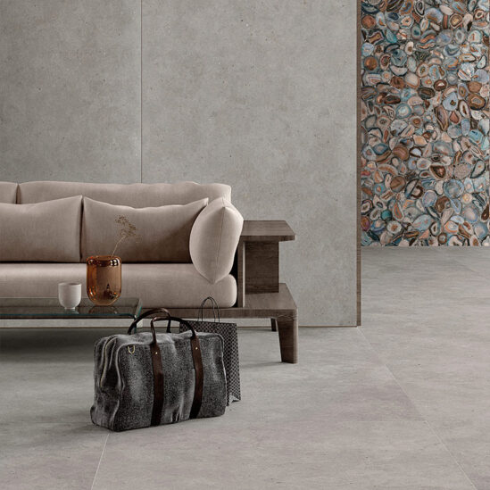Gris catalan en 120x120 cm en intérieur