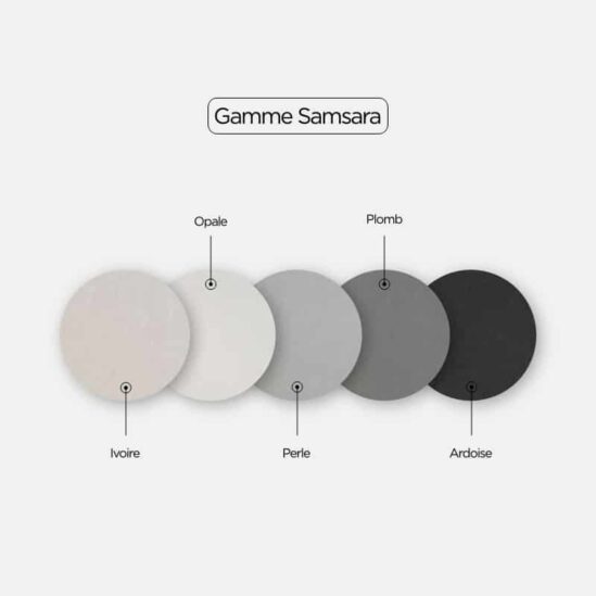 schema de la gamme de gres cerame Samsara avec les differentes teintes