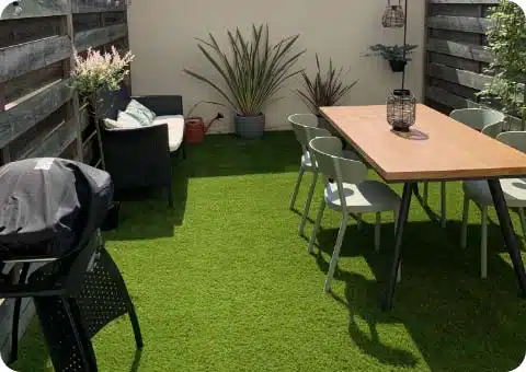 réalisation gazon synthétique - terrasse