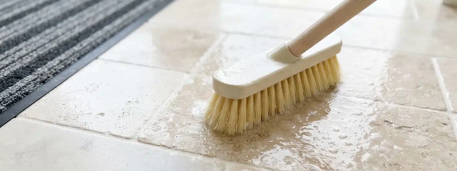 Nettoyer du travertin dans la salle de bain