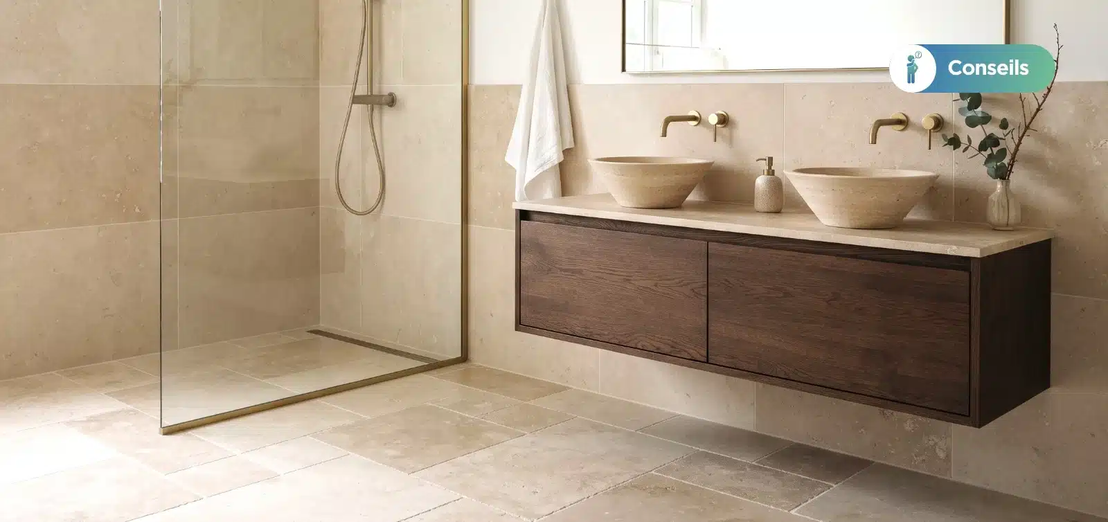 Quel travertin dans une salle de bain